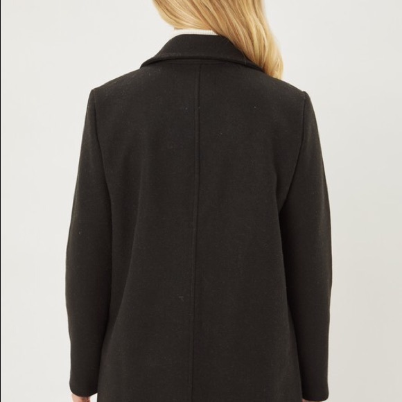 Black Wool-Like Fleece Medium-weight Coat - Picture 4 of 6